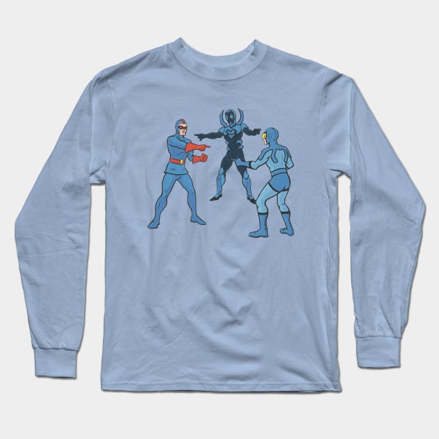 Blue Beetle, Blue Beetle, and Blue Beetle Long Sleeve T-Shirt by Lazer Brain Comics 